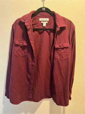 Amazon Essentials Maroon Button-Front Shirt Jacket